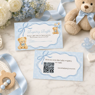 Bearly Wait Blauwe Beer Jongen Baby Shower Cadeau Informatiekaartje