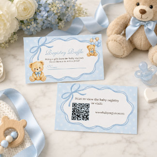 Bearly Wait Blauwe Beer Jongen Baby Shower Cadeau Informatiekaartje