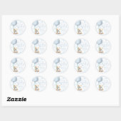 Bearly Wait Blauwe Teddibeer Baby Shower Sticker (Vel)