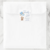Bearly Wait Blauwe Teddybeer Baby Shower Vierkante Sticker (Tas)