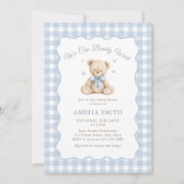 Bearly Wait Blauwe Teddybeer Babyshower Kaart (Voorkant)