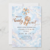 Bearly Wait Blauwe Teddyshirt Beer Babyshower Kaart (Voorkant)