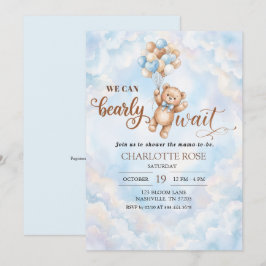 Bearly Wait Blauwe Teddyshirt Beer Babyshower Kaart