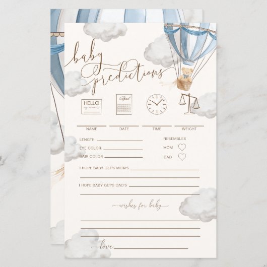 Bearly Wait Blue Baby Predictions Game (Voorkant / Achterkant)