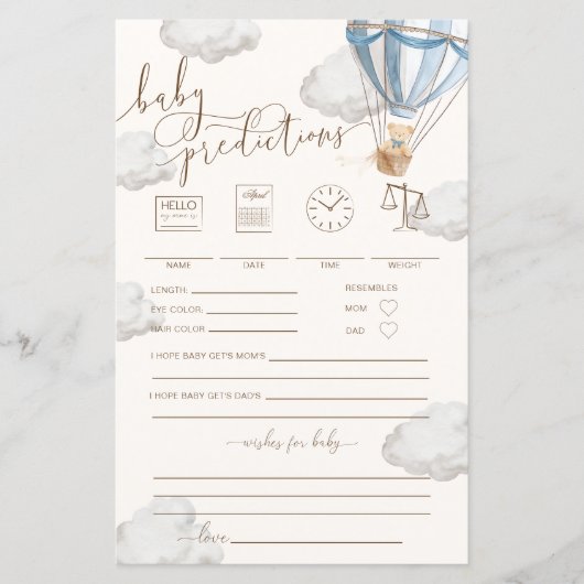 Bearly Wait Blue Baby Predictions Game (Voorkant)