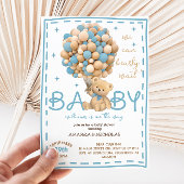 Bearly Wait Blue Beer Balloon baby shower Kaart