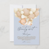 Bearly Wait Blue Boy Baby Shower    Bedankkaart (Voorkant)
