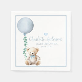 Bearly Wait Blue Teddy Bear Baby shower servetten