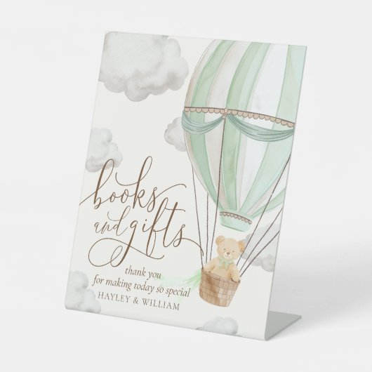 Bearly Wait Boeken en geschenken Baby shower Reclamebord Met Voetstuk (Voorkant)