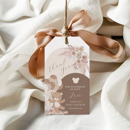 Bearly Wait Boho Teddibeer Bedankt Cadeaulabel