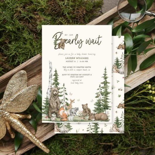 Bearly Wait Bosdieren Baby Shower Kaart