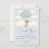 Bearly Wait, Boy baby shower Cute beer Blue Brown Bedankkaart (Voorkant)