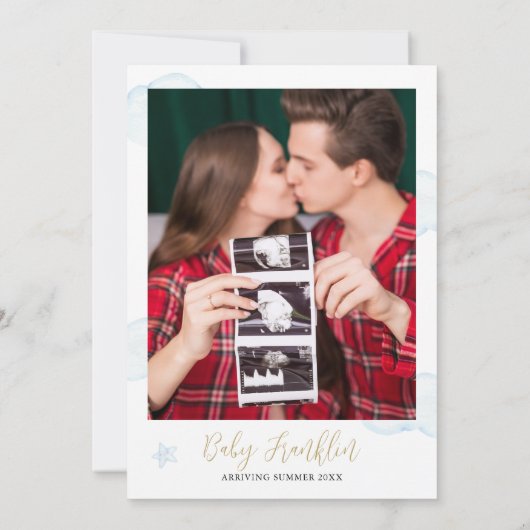 Bearly Wait Boy Baby Shower Per Post Foto Kaart (Achterkant)