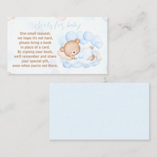 Bearly Wait Boy Blue Baby shower Boeken voor Baby Informatiekaartje (Voorkant / Achterkant)