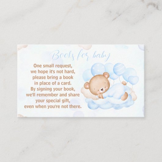 Bearly Wait Boy Blue Baby shower Boeken voor Baby Informatiekaartje (Voorkant)