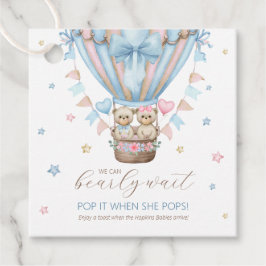 Bearly Wait Boy Girl Twins Pop het als ze Pop Bedankjes Labels