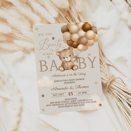Bearly Wait Brown Baby shower Kaart