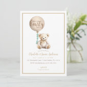 Bearly Wait Brown Teddy Bear Baby shower Uitnodige Kaart (Staand voorkant)