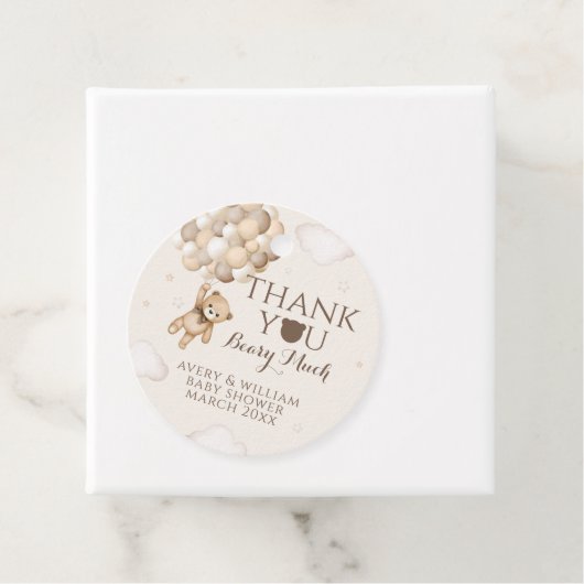 Bearly Wait Bruin Beer Ballon Baby shower Bedankjes Labels (In situ)