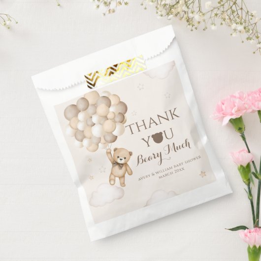 Bearly Wait Bruin Beer Ballon Baby shower Bedankzakje (Gezegeld)