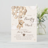 Bearly Wait Bruin Beer Ballon Baby shower Kaart (Staand voorkant)