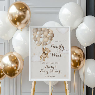 Bearly Wait Bruin Beer Ballon Baby shower Poster