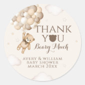 Bearly Wait Bruin Beer Ballon Baby shower Ronde Sticker (Voorkant)