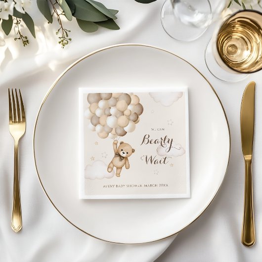 Bearly Wait Bruin Beer Ballon Baby shower Servet