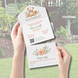 Bearly Wait Christelijke Baby Shower All-in-One All In One Uitnodiging