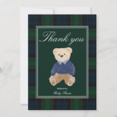 Bearly wait classic plaid baby shower bedankkaart (Voorkant)