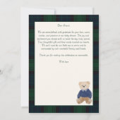 Bearly wait classic plaid baby shower bedankkaart (Achterkant)