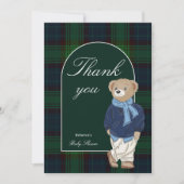 Bearly wait classic plaid baby shower bedankkaart (Voorkant)