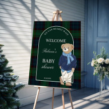 Bearly wait classic plaid baby shower welkomstbord