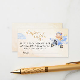 Bearly Wait Diaper Raffle, Watercolor Bear Flying  Informatiekaartje