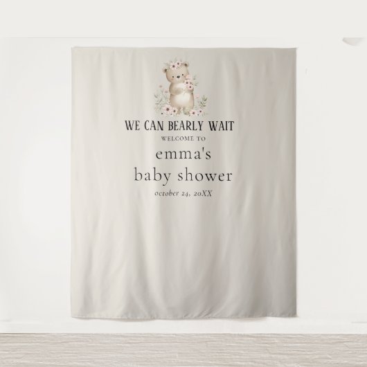  Bearly Wait Douche Achtergrond Wandkleed (Voorkant)