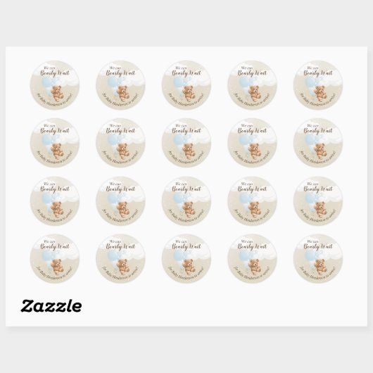 Bearly Wait Dusty Blue Teddy Bear Ronde Sticker (Vel)