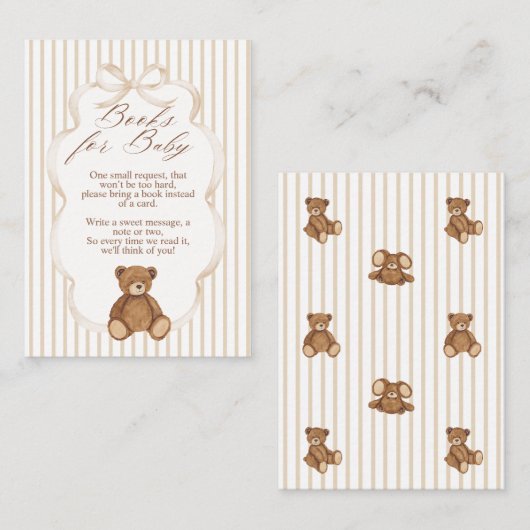 Bearly Wait Elegant Baby Shower book request Informatiekaartje (Voorkant / Achterkant)