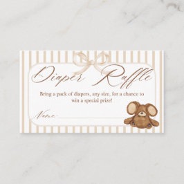 Bearly Wait Elegant Baby Shower diaper raffle Informatiekaartje