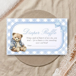 Bearly Wait Elegant Bear Baby Shower Diaper Raffle Informatiekaartje