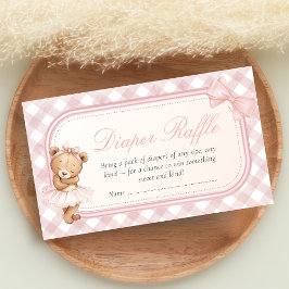 Bearly Wait Elegant Bear Baby Shower Diaper Raffle Informatiekaartje
