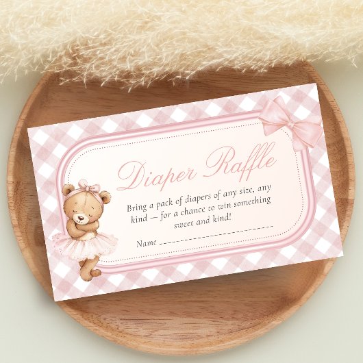 Bearly Wait Elegant Bear Baby Shower Diaper Raffle Informatiekaartje