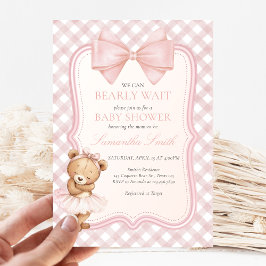 Bearly Wait Elegant Bear Baby Shower Kaart