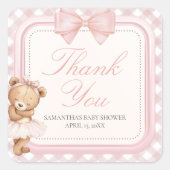 Bearly Wait Elegant Bear Baby Shower Vierkante Sticker (Voorkant)
