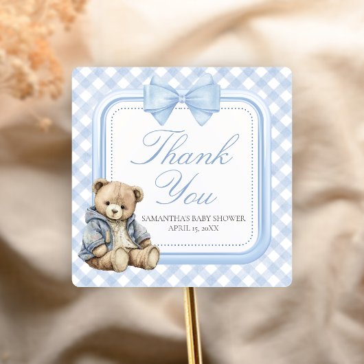Bearly Wait Elegant Bear Baby Shower Vierkante Sticker