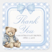 Bearly Wait Elegant Bear Baby Shower Vierkante Sticker (Voorkant)
