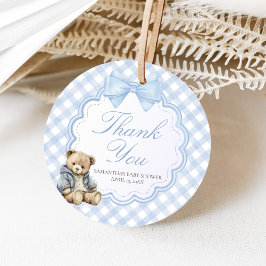Bearly Wait Elegante Beer Babyshower Bedankjes Labels