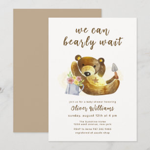 Bearly Wait Farmer Tuinieren Baby Shower Kaart