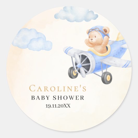 Bearly Wait Flying Bear & Cloud Round Sticker (Voorkant)