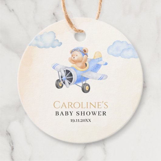 Bearly Wait Flying Beer Genderneutraal Baby shower Bedankjes Labels (Voorkant)