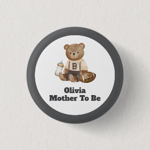 Bearly Wait Football Jongen Moeder Wordt Baby Show Ronde Button 3,2 Cm